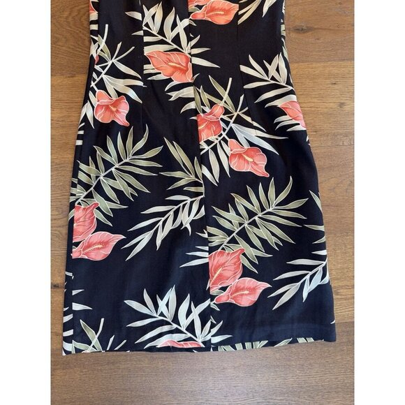 Vintage Tommy Bahama BlackFloral 100% Silk Dress Size 4 - Picture 7 of 9